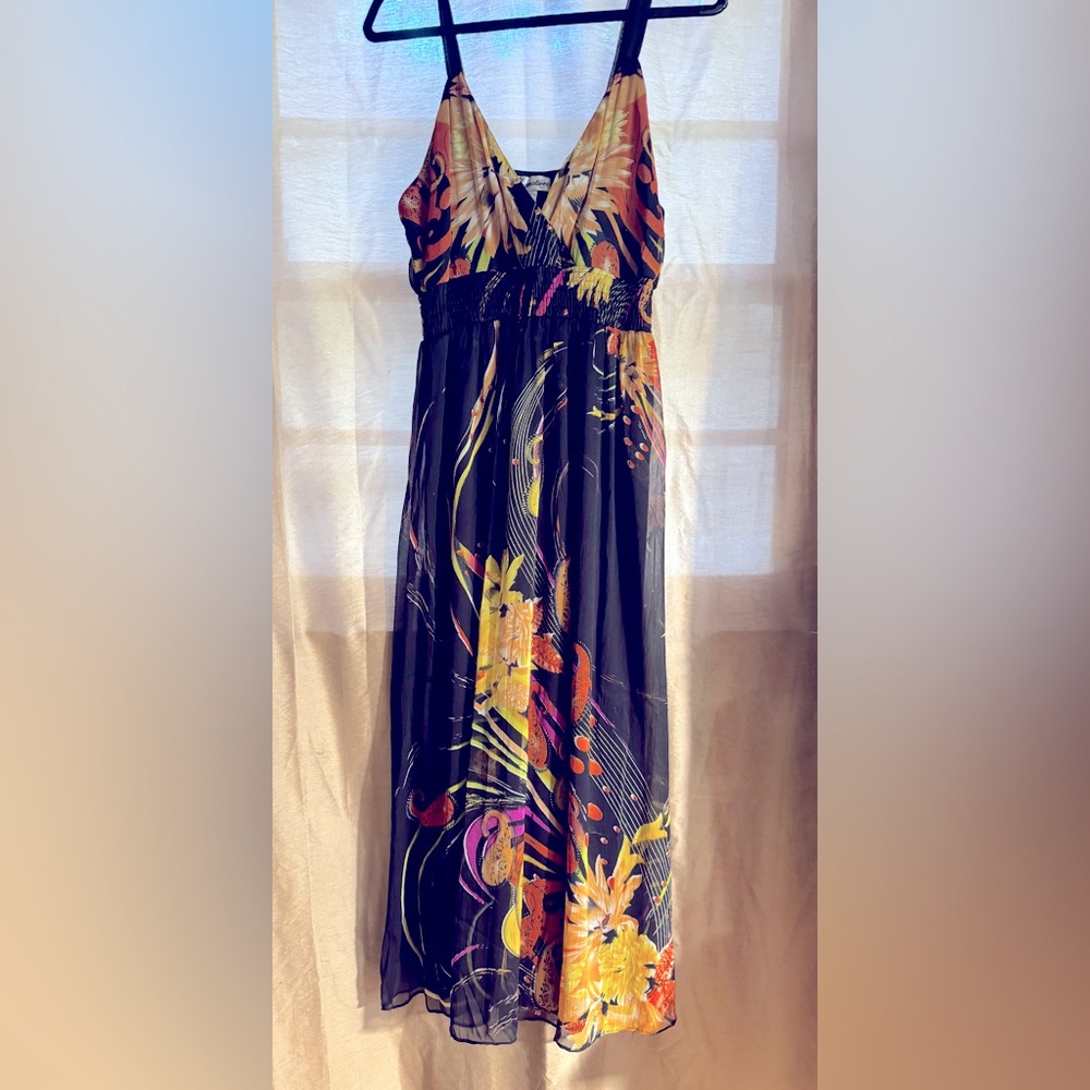 Signature XL Boho Floral Paisley Maxi Dress with Adjustable Straps